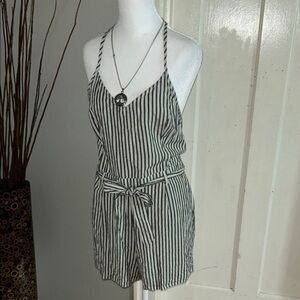 Black and White Striped Romper